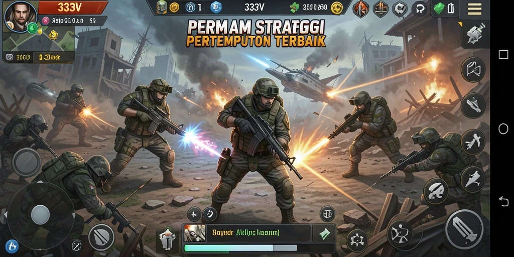 Screenshot gameplay 333V menampilkan aksi pertempuran yang mendebarkan.