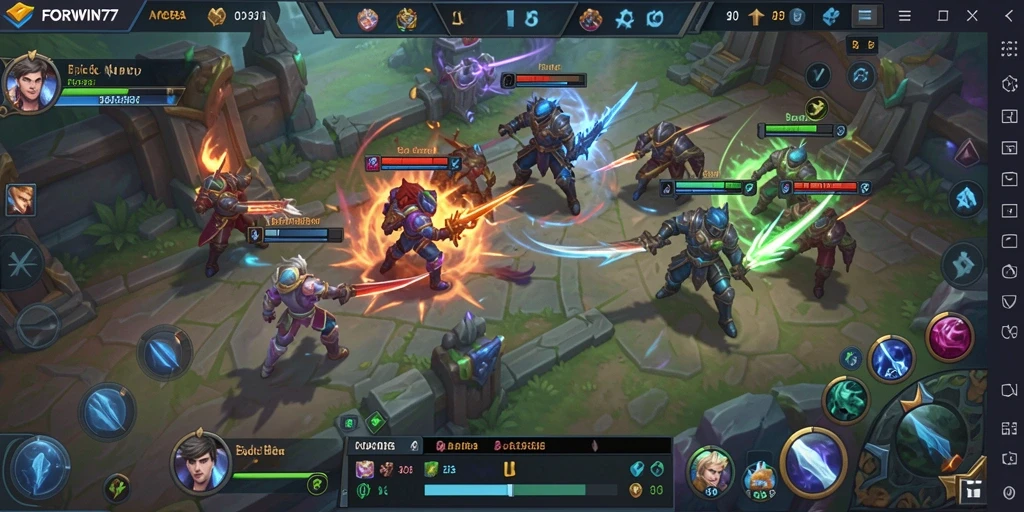 Tampilan menarik dari gameplay MOBA yang seru dan dinamis.