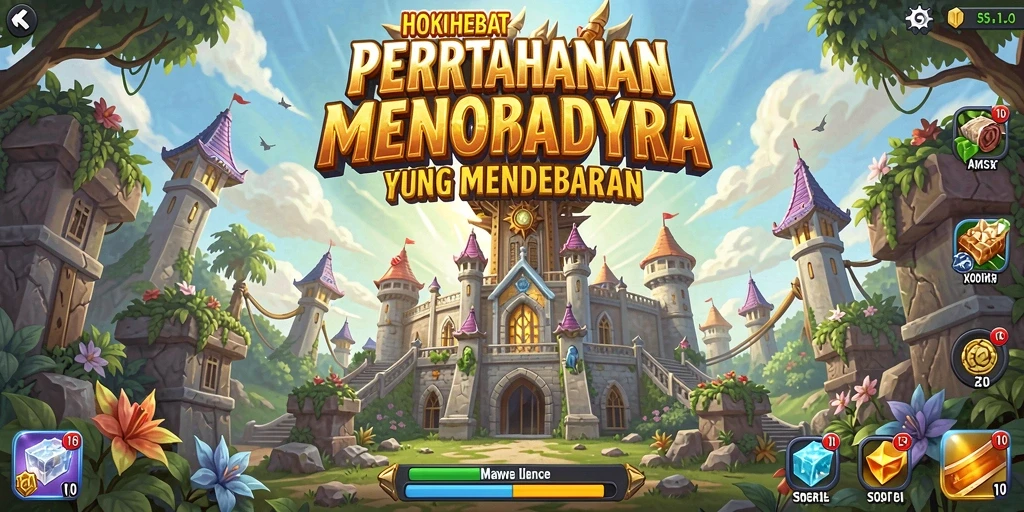 Gameplay HOKIHEBAT yang mendebarkan dalam pertahanan menara.