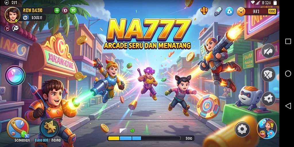Tangkapan layar gameplay NA777 yang penuh warna dan dinamis.