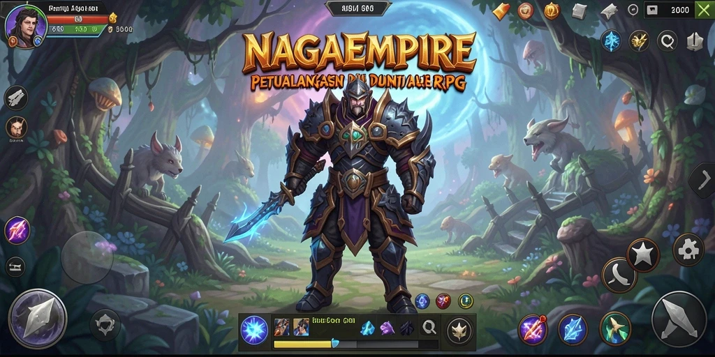 Screenshot gameplay NAGAEMPIRE menampilkan aksi bertarung yang menegangkan.