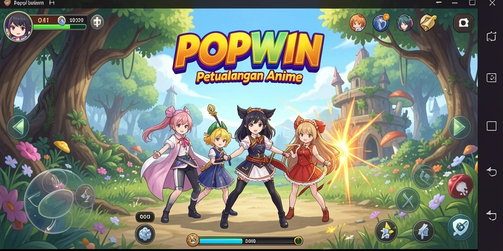 Tampilan menarik dari gameplay POPWIN yang menampilkan aksi Anime.