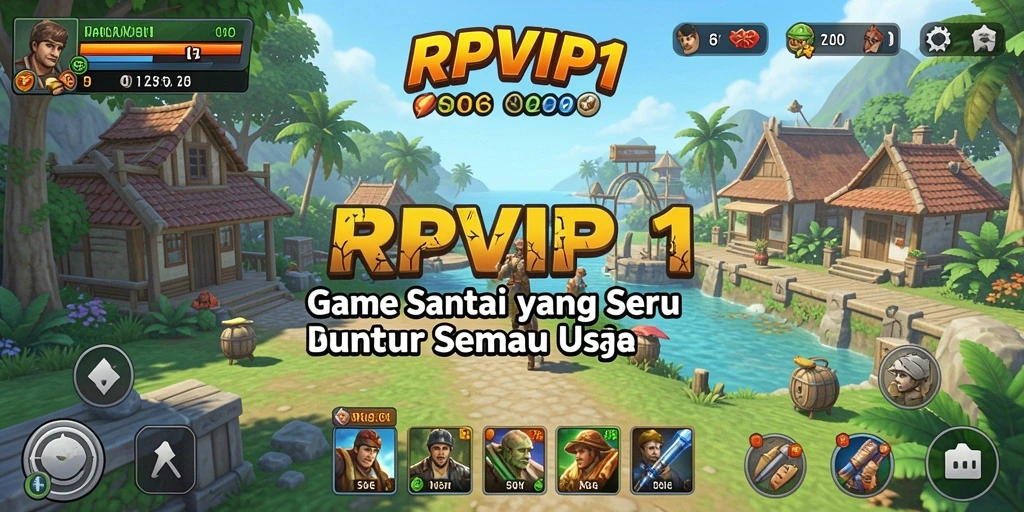 Screenshot gameplay RPVIP1 yang menunjukkan suasana santai dan penuh warna.