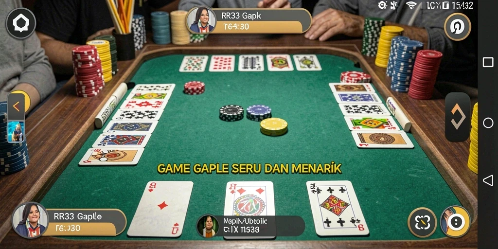 Screenshot gameplay RR33 menampilkan suasana seru bermain Gaple.