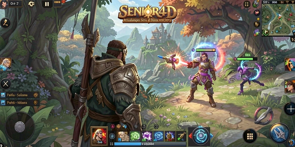 Screenshot gameplay SENIOR4D menunjukkan momen pertempuran seru.